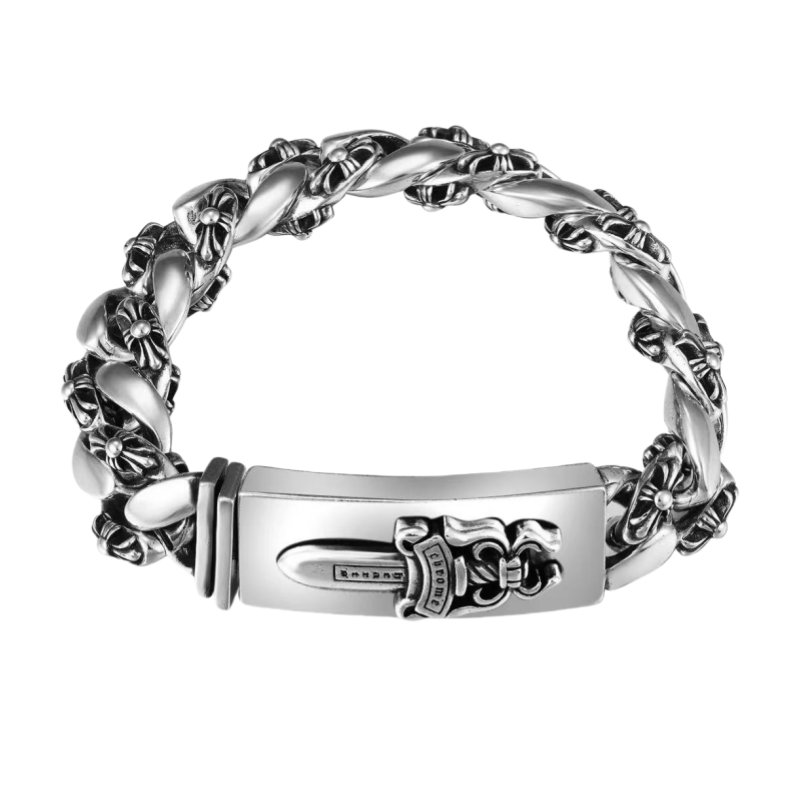 Chrome Hearts Dagger ID Fancy Link Clip Bracelet
