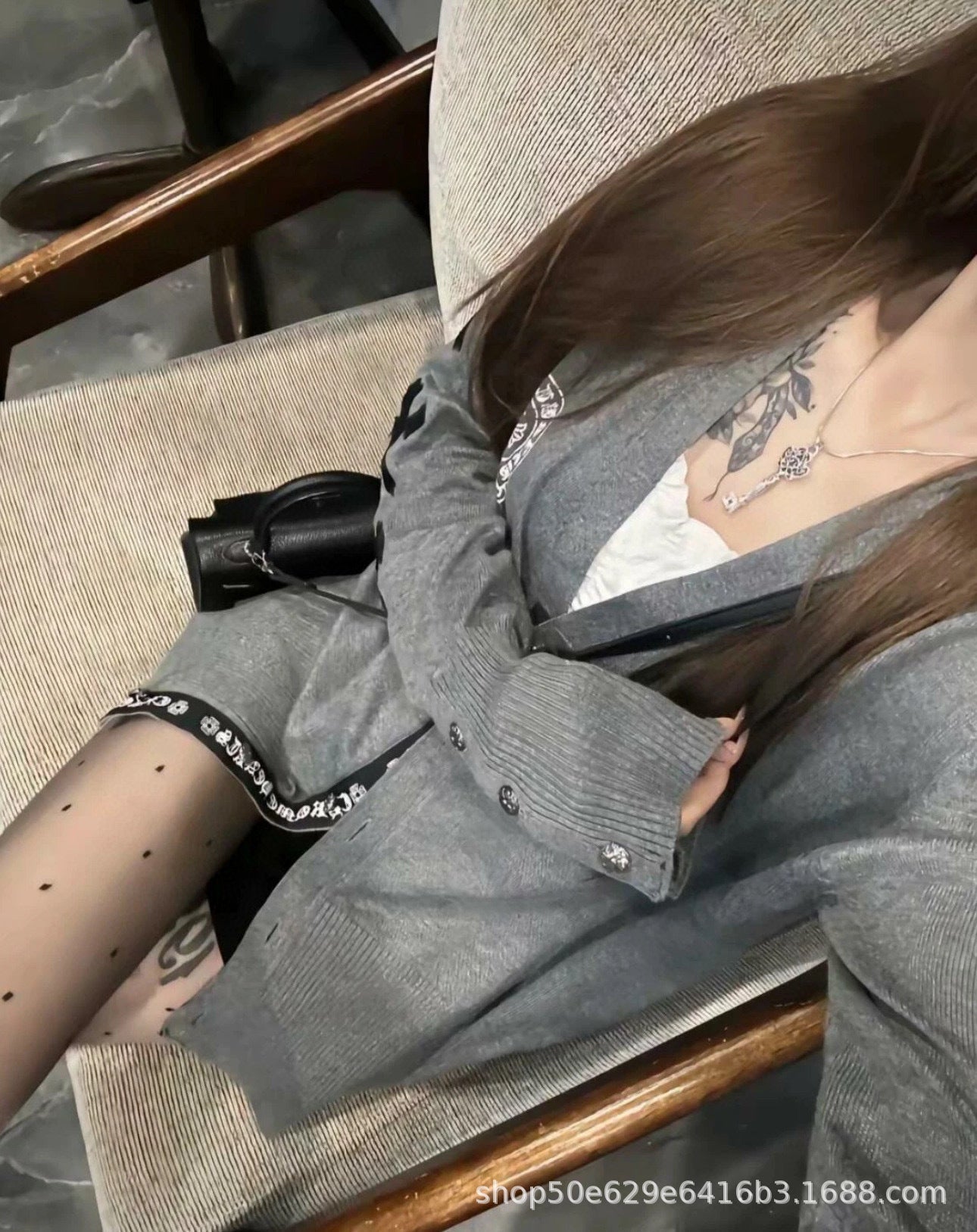 Chrome Hearts Knitted Long-Sleeved Single-Brebreasted V-neck Cardigan Sweater